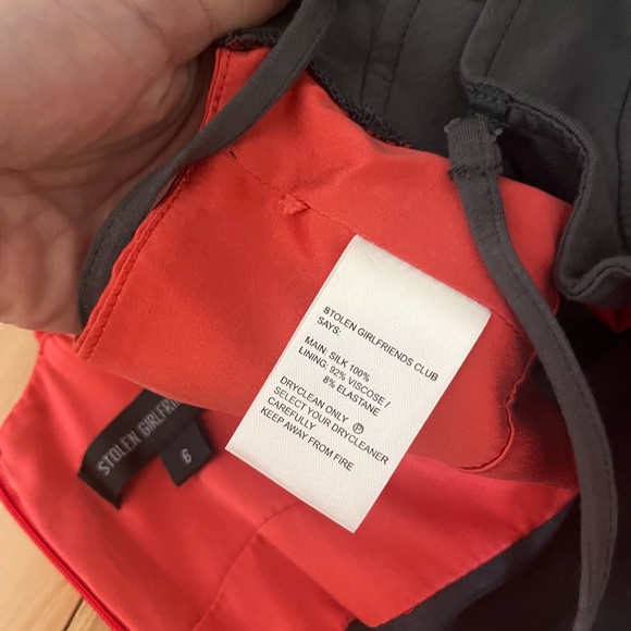 Stolen Girlfriends Club Asymmetrical Midi Dress Silk Bustier Faux Wrap Sleeveles - Picture 5 of 8